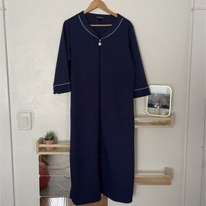 Miss Elaine Women's Zip Sleep‎ Knit Robe Blue Size Small